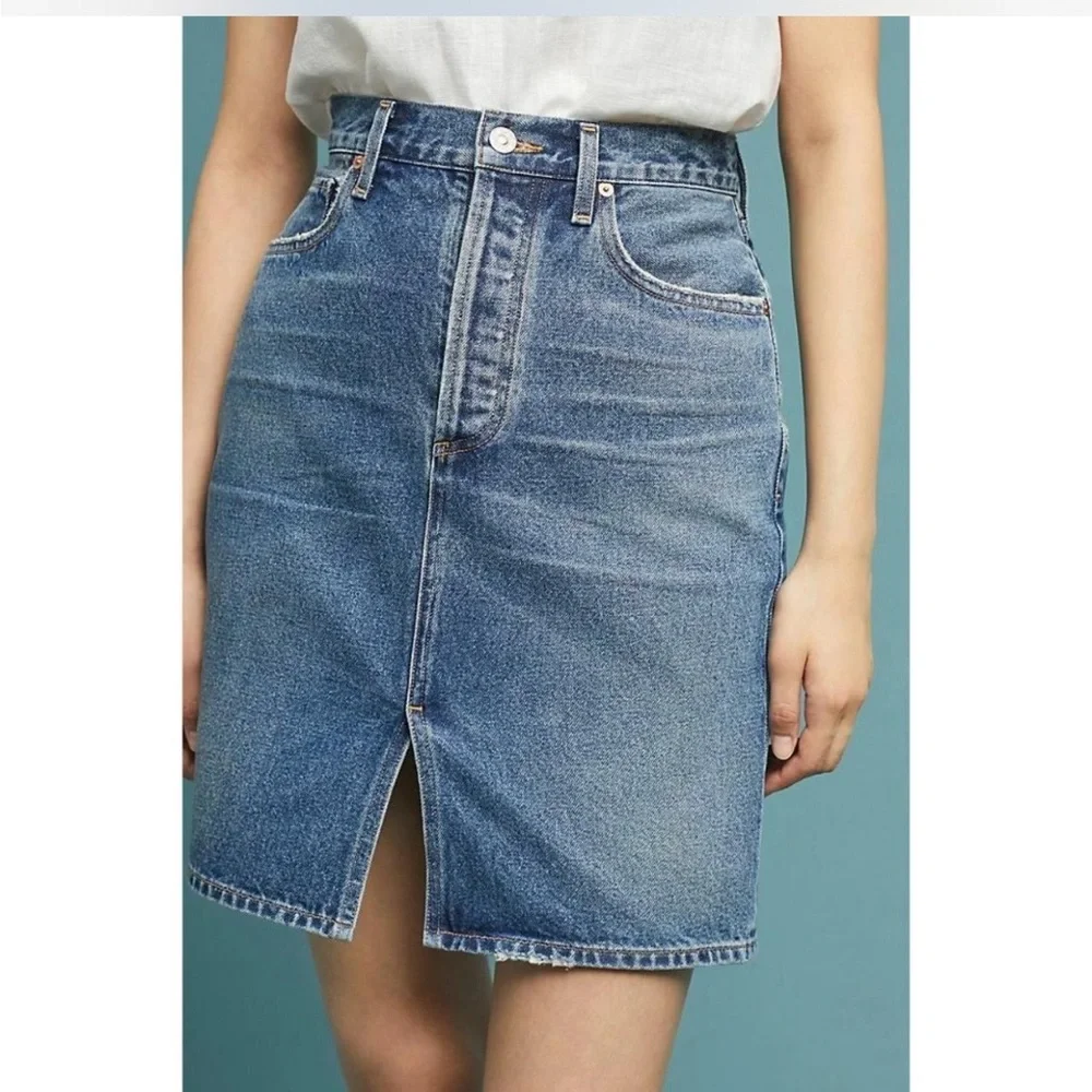 Citizens of Humanity Denim‎ Midi Skirt Size 26 Stretch Made in USA